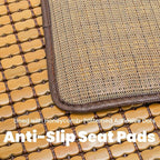 2 Pcs Bamboo Chair Cushions, 16.5" x 16.5" Breathable Seat Mat for Summer, Anti-Slip Comfortable Seat Pad with Mahjong Design, Natural Carbonized Bamboo Butt Cooler for Car Truck Home Office