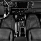 CAT PU Leather Seat Covers for Cars – (2) Front Seat Covers with (4) All-Weather Heavy-Duty Floor Mats for Trucks, Cars, & SUVs Combo Set – Car Interior Protection Liners for Car Seats and Floors