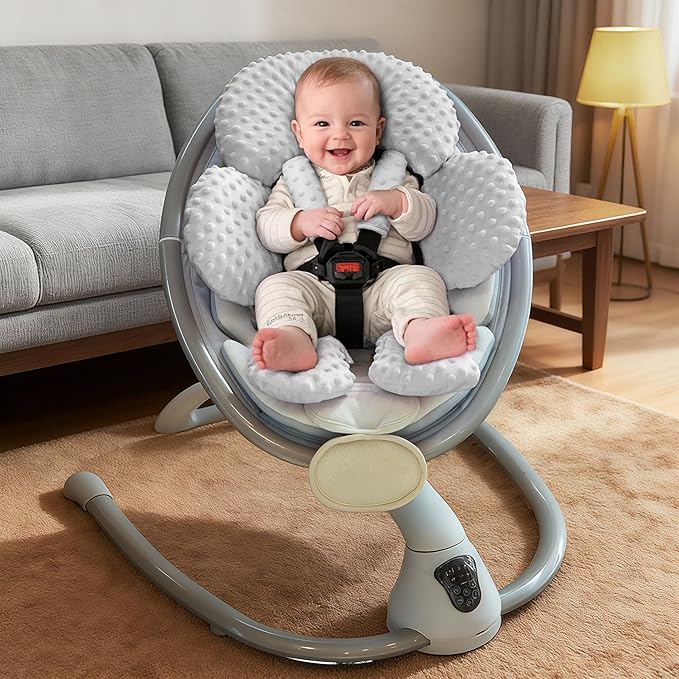 Pro Goleem Infant Car Seat Head Neck Body Support, Ultra-Soft Minky and Microfiber Newborn Car Seat Strap Pads, Perfect for CarSeat, Stroller, 2-in-1 Reversible, for Boys and Girls, Gray