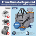 The Original Doggy Bag™ - Complete Dog Travel Bag for Supplies with 2 BPA-Free Travel Dog Bowls & 2 Pet Food Containers - Traveling Kit for Road Trips, Camping, Weekend Away or Doggy Gift: Grey