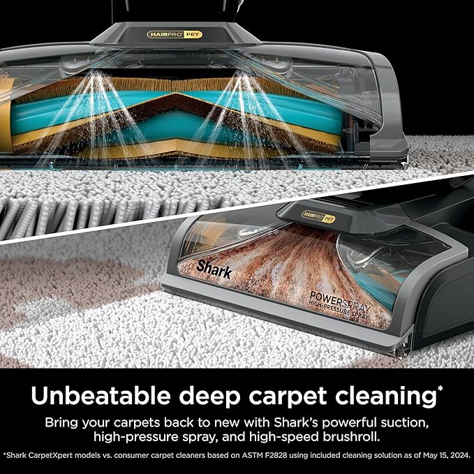 Shark CarpetXpert HairPro | Upright Carpet, Area Rug & Upholstery Cleaner | StainStriker Handheld Tough Stain Remover & Onboard Self Clean | Pet Hair Pickup & Odor Removal | 5 Tools | Navy | EX304