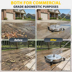 Dalmbox 16.5" Pressure Washer Surface Cleaner, 4-Wheel Stainless Steel Rotary Attachment, 1/4” Quick Connect, 4000 PSI Cleaner for Patio, Driveway, Concrete & Sidewalk Power Washer Attachment