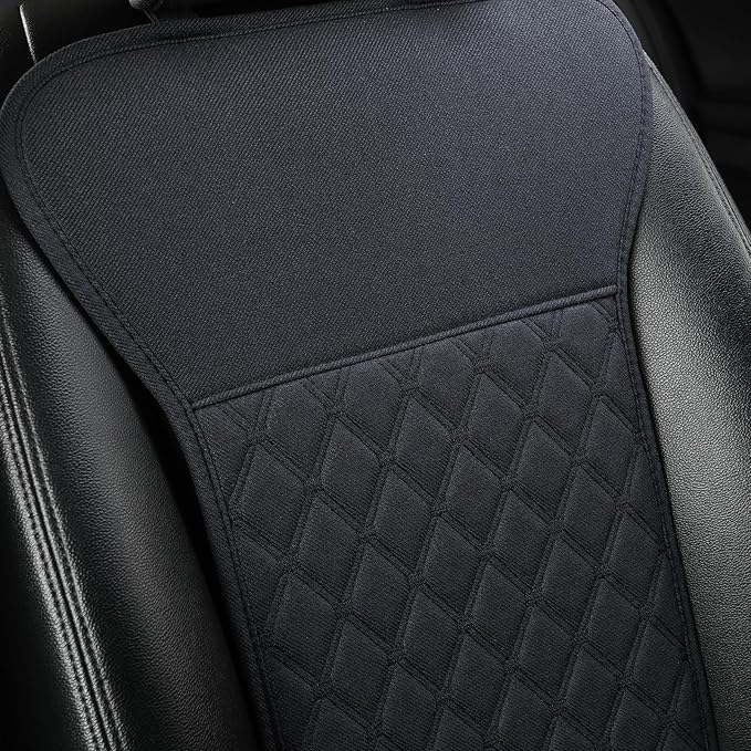 West Llama Linen Car Seat Covers-Breathable & Soft-Front Car Seat Protector Universal Fit 90% Cars,SUVs,Trucks,Diamond Pattern-1Pair,Black