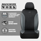 Skechers Car Seat Covers, Work Leather Seat Covers 5-Times Stronger Built-in Webbing, Oxford Fabric Front Seat Covers, Airbag Compatible, Automotive Comfort for Cars, Trucks, SUVs,Grey