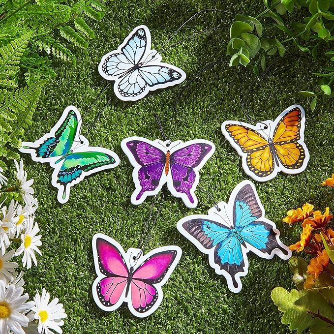 12 Pack Car Air Fresheners Butterfly Summer Flower Hanging for Women Girls Cute Air Freshener for Cars Mirror (Butterfly)