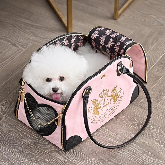 Juicy Couture Give Me Treats Pet Carrier - Stylish Pink Travel Bag for Small Dogs and Cats
