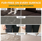 Pet Hair Remover for Furniture – Reusable Lint Roller and Pet Hair Removal Tool for Couch, Carpet, Bedding, Clothes, Car Seats – Multi-Surface Roller for Dog and Cat Fur
