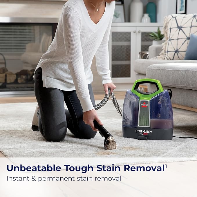 BISSELL Little Green Proheat Portable Deep Cleaner/Spot Cleaner and Car/Auto Detailer with self-Cleaning HydroRinse Tool for Carpet and Upholstery, 2513E