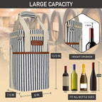 Opux 4 Bottle Insulated Wine Cooler Bag - Portable, Leakproof Padded Carrier for Travel, Picnic, BYOB - Navy White Stripe