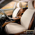 IVICY Faux Linen Front Car Seat Cover – Durable, Non-Slip Seat Protector for Cars – 1 Unit, Light Beige