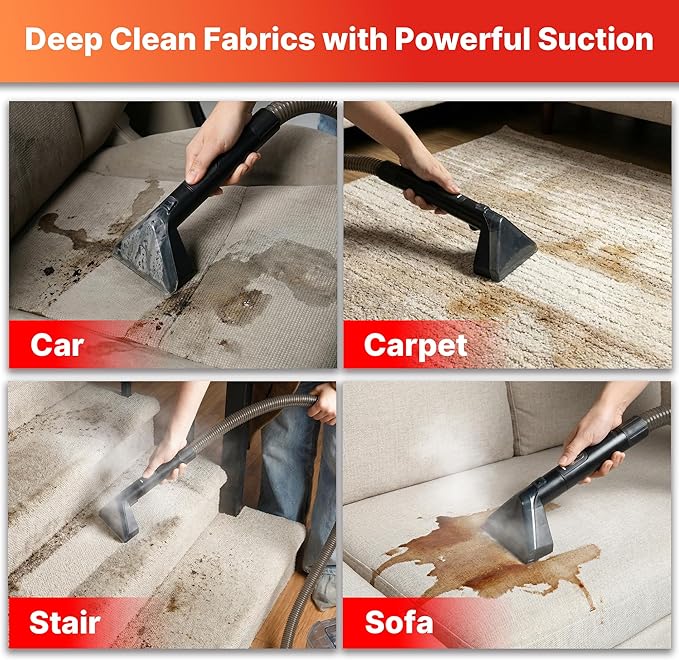 Shop-Vac Portable Carpet Cleaner Machine with 212℉ Steam & Heating System, 4 Cleaning Modes Upholstery Cleaner with Versatile Tools for Car, Rug, Couch, Bathroom, Kitchen Messes, 5430270
