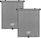 CAT Retractable Pull-Down Back Seat Side Window Shades for UV Sun Protection, Universal Fit, 2-Pack, Gray, Modern Style, 14x19in