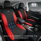 Skechers Car Seat Covers, Work Leather Seat Covers 5-Times Stronger Built-in Webbing, Oxford Fabric Seat Cover Full Sets, Airbag Compatible, Automotive Comfort for Cars, Trucks, SUVs,Red