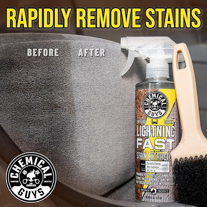 Chemical Guys SPI_191_1603 Lightning Fast Carpet and Upholstery Stain Extractor, (Fabric, Upholstery, & Carpet), Safe for Cars, Home, Office, Furniture & More, 16 fl oz