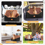 Dog Car Seat for Small Dog with Washable Mat, Memory Foam Booster Seat for Dogs Under 55lb, Elevated Pet Seat with Pockets, Anti-Slip Bed for Car, Perfect for Back Seats & Trunk with 2 Safety Leashes