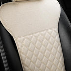 West Llama Linen Car Seat Covers-Breathable & Soft-Front Car Seat Protector Universal Fit 90% Cars,SUVs,Trucks,Diamond Pattern-1Piece,Beige