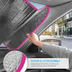 BDK Pink Flamingo Floatie Front Windshield Sunshade Accordion Folding Style Auto Shade for Car Truck SUV Van Blocks UV Rays Sun Visor Protector Easy Setup Keeps Your Vehicle Cool - 58 x 27 inches