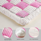 Backseat Dog Bed Mat, Non-Slip Dog Bed for Car Back Seat, Soft & Cozy Dogs Blanket, Washable Travel Pet Mat Seat Protector for Cars, SUVs, Trucks (Pink/White, 51.1" L x 23.6" W x 1.5" Th)