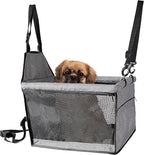 Dog Car Seat for Medium Sized Dog, Booster Car Seat with Clip-On Safety Leash, Fits Both Front and Rear Seats, Pet Seat for Medium Pets Under 25 Lbs, Grey M