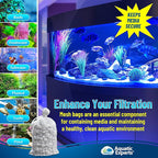 Aquatic Experts High Flow Filter Media Bag - Durable Filter Bags for Fish Tank, Secure Aquarium Media Bag with Drawstring, Media Bags for Aquarium and Pond, High Flow (White), 8” x 12" – 3 Pack