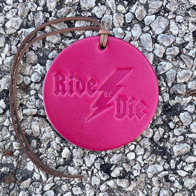 Air Flair | Leather Car Air Freshener | Ride or Die (Fuchsia, 2) Warm Vanilla Sugar Scent