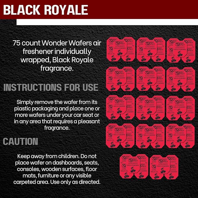 Wonder Wafers 75 count Air Fresheners Individually Wrapped, Black Royale Fragrance