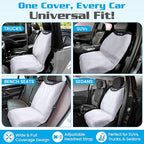 HAPPEGEAR Happeseat Waterproof Car Seat Cover & Protector – Universal Fit Car Seat Towel Cover – Non-Slip Backing, Easy Install & Storage, Machine Washable, Fits Front & Back, Silver