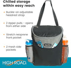 High Road SnackStash Soft Car Cooler Bag for Cold and Hot Food Transport - Insulated Backseat Cooler Bag for Car, SUV, Truck or Van - Portable Soft Cooler with Storage Pocket and Bottle Holders