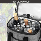 opux 6 Bottle Carrier Tote | Insulated Padded Wine Cooler Bag for Travel. Picnic, BYOB | Portable Leakproof Wine Tote Bag for Dinner, Party, Christmas, Wine Gift for Women, Men (Heather Gray)