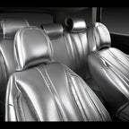 CAR PASS Ultra+ Nappa Leather Car Seat Covers Full Set Universal Cushioned, Soft Breathable Waterproof Anti-Slip Driver Seats and Backrest for SUV Pick-up Truck Sedan, 5 Seats Margiela Solid Silver