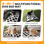 Backseat Dog Bed Mat for Car, Non-Slip Dog Bed for Car Back Seat, Soft & Cozy Dogs Blanket, Washable Travel Pet Mat Seat Protector for Cars, SUVs, Trucks (Black/White, 59"L x 27.5"W x 1.5"Th)