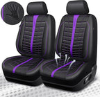 CAR PASS 3D Air Mesh Seat Covers for Car, Leather Car Seat Cover Front Seats, Breathable Foam Premium Leather Mesh Front Seat Covers Universal Fit for Cars Sedans Trucks Vans SUVs, Black Purple