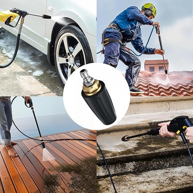 Selkie Turbo Nozzle for Pressure Washer, 4000 PSI Rotating Turbo Nozzle 1/4" Quick Connect, 7 Pieces Spray Nozzle Tips & Nozzle Holder, Additional 1.1 mm Orifice Nozzle