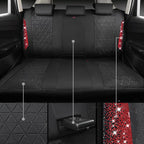 CAR PASS Oxford Bling Diamond Car Seat Covers Full Set Interior Sets, Waterproof Shining Glitter Sparkly Crystal Universal Armrest Fit 95% Automotive Truck SUV Cute Women Girl, Black Red Rhinestone