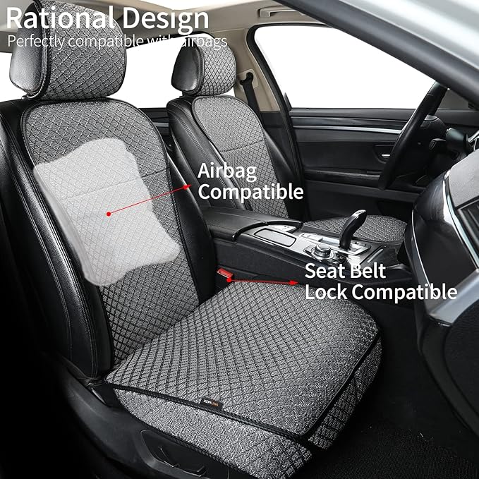 Breathable Car Seat Cover,Luxury Front Seat Cover,Durable and Non Slip,Polyester Silk Material, Universal Car Seat Cushion,Suitable for All Seasons,Airbag Compatible (Gray，1PC)