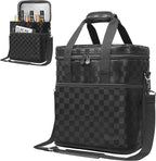 opux 6 Bottle Carrier Tote | Insulated Padded Wine Cooler Bag for Travel. Picnic, BYOB | Portable Leakproof Wine Tote Bag for Dinner, Party, Christmas, Wine Gift for Women, Men (Black Square)