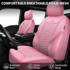 CAR PASS 3D Foam Mesh Leather Car Seat Covers Full Set, Pink Breathable Mesh Faux Leather Seat Covers for Women, Universal Fit for Car SUV Truck Sedan Automotive, Armrest Airbag Compatible, All Pink