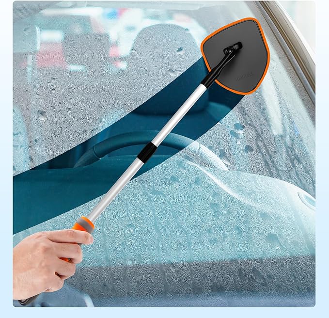 XINDELL Windshield Cleaning Tool, Interior & Inside Car Windshield Cleaner with Microfiber Pads, Extendable Handle & 360° Rotating Head, Streak-Free Glass Cleaning Kit for Cars Trucks