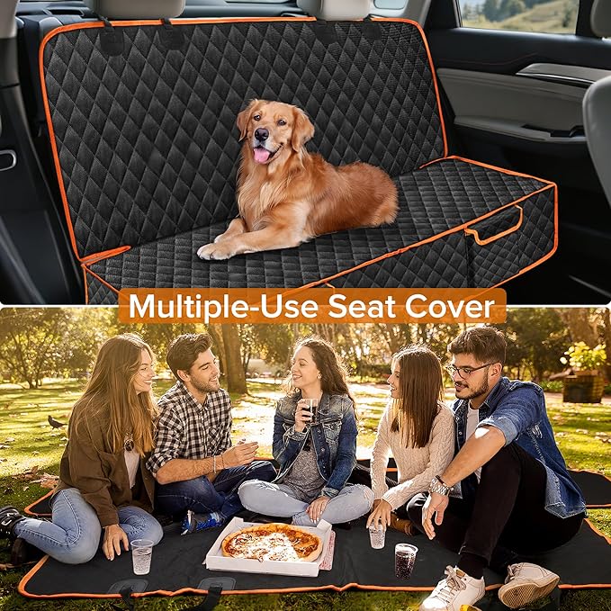 XHRING Dog Car Seat Cover for Honda CRV HRV CR-V HR-V Accord Civic LX EX EX-L EX-L Navi Touring 2000-2025 2026 Back Seat Accessories, Scratchproof Pet Bench Backseat Covers with Two Big Pockets