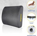 Goodyear Ergonomic Lumbar Support Pillow for Office Chair, Gaming Chair, or Car, Memory Foam Cushion with Ventilated Mesh and Adjustable Strap for Long Lasting Comfort