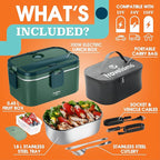 TRAVELISIMO Extra-Large Electric Lunch Box For Adults Holds up to 8 Cups - 100W Heated Lunch Box For Men 1.8L, Portable Food Warmer for Travel & Work, Loncheras Electricas Para Calentar Almuerzo