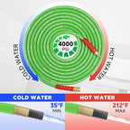 PWACCS Pressure Washer Hose 50 FT, 3/8" Kink Resistant Power Washer Hose Steel Braided Quick Connect with M22 14 Fittings for Cold/Hot Water, 4000 PSI