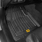 CAT PU Leather Seat Covers for Cars – (2) Front Seat Covers with (4) All-Weather Heavy-Duty Floor Mats for Trucks, Cars, & SUVs Combo Set – Car Interior Protection Liners for Car Seats and Floors