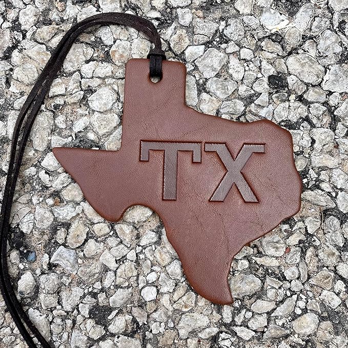 Air Flair | Leather Car Air Freshener | TX Shape | TX Brand (Leather Scent)