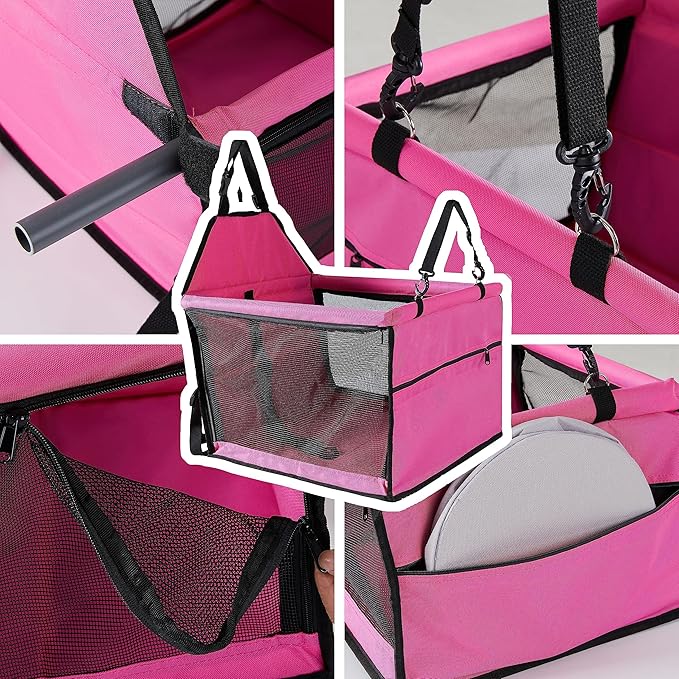 Dog Car Seat for Medium Sized Dog, Booster Car Seat with Clip-On Safety Leash, Fits Both Front and Rear Seats, Pet Seat for Medium Pets Under 50 Lbs, Pink L