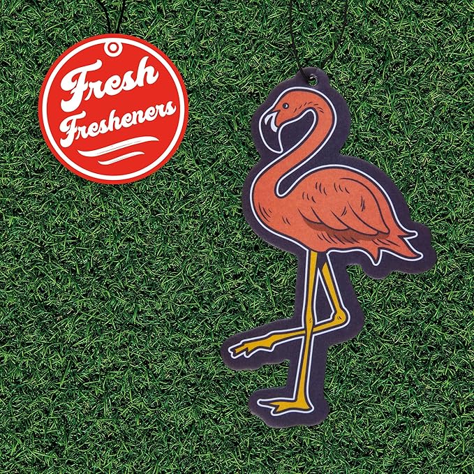 Flamingo Car Air Freshener 4 Pack Scented With Premium Oils By Fresh Fresheners