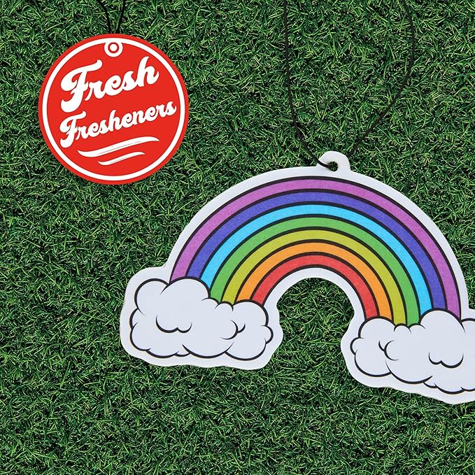 Cute and Funny Car Air Fresheners 4 Pack Scented With Premium Oils By Fresh Fresheners (Rainbow)