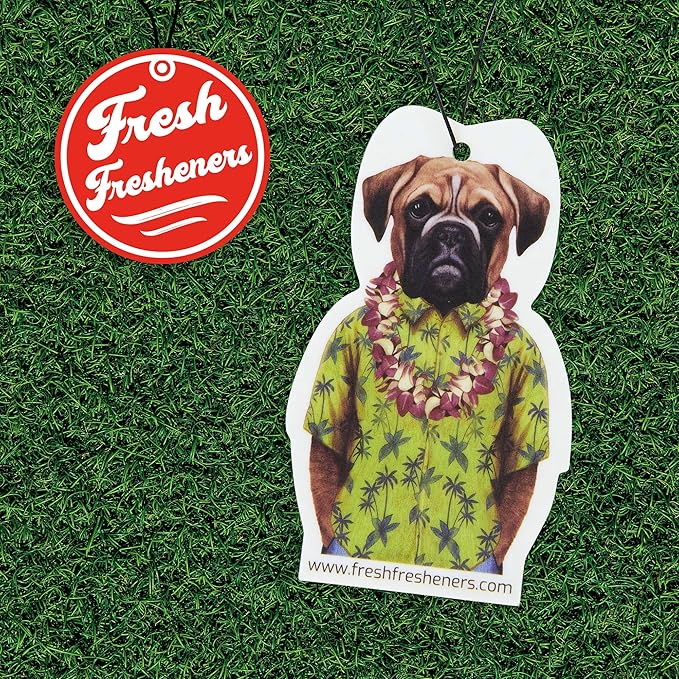 Fresh Fresheners Cute and Funny Dog Car Air Fresheners 6 Pack Scented With Premium Oils By Fresh Fresheners (Boxer, 6 Pack)