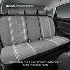 Road Comforts Baja Bench Seat Covers Grey Diamond Rear Blanket Seat Covers - Jacquard Fabric, Airbag Compatible, Universal Fits Car, Truck, SUV, and Vans