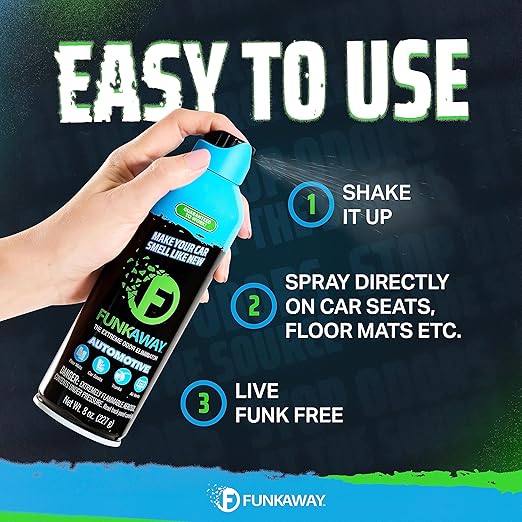 FunkAway Car Deodorizer Spray (8 oz - 3 Pack) Car Air Freshener and Odor Eliminator for SUVs, Trucks, RVs and Boats, Automotive Aerosol that Attacks Funk at the Source